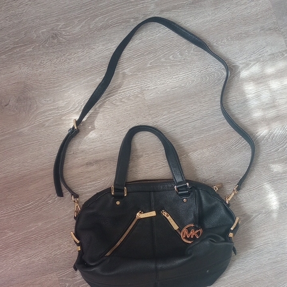 Michael Kors Black and Gold Satchel with Signature Charm - Picture 6 of 6